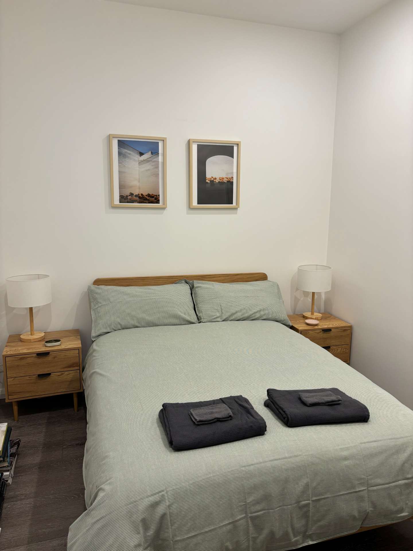 Spotless bedroom with fresh linens and tidy nightstands